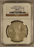 2010 W Disabled American Veterans $1 Silver Coin