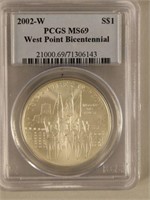 2002 W West Point Bicentennial $1 Silver Coin