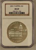 2001 P U. S. Capitol Visitor $1 Silver Coin