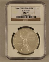 2006 P Ben Franklin Scientist $1 Silver Coin