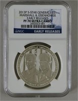 2013 P Eisenhower & Marshal $1 Silver Proof Coin