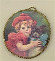 Victorian Child And Dog Flue Cover