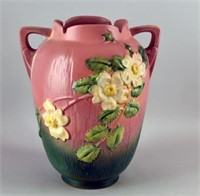 1940 Roseville White Rose Pattern Flower Vase
