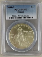 2004-p $1 Thomas Edison Commemorative Silver Coin