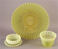 Collection Of Vaseline Opalescent Glass