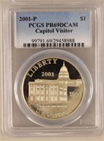 2001 P U. S. Capitol Visitors $1 Silver Proof Coin