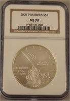 2005-p Marine Corps Silver 230th Anniversary Coin