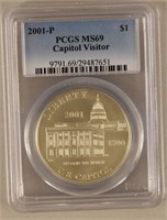 2001 P U. S. Capitol Visitors $1 Silver Coin