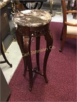 MARBLE TOP CARVED PLANT STAND