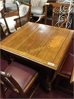 ANTIQUE DROP LEAF TABLE & 4 CHAIRS