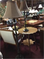 TWISTED WOOD FLOOR LAMP & TABLE LAMP