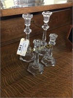 LOT OF 4 CRYSTAL CANDLESTICKS