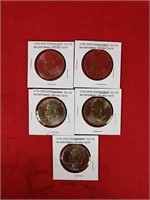 Five Bicentennial Double Date Eisenhower Dollars