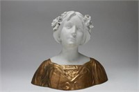 D. Alonzo Art Nouveau Bisque & Gilt Bronze Bust