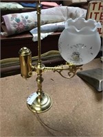 BRASS ETCHED GLASS LAMP