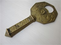 6" Solid Brass Cast Bottle Opener Marked- India