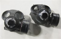 2 Vintage Rubber Gas Masks w/ Filters