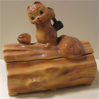 Ceramic Squirrel Hammering Acorn Cookie Jar