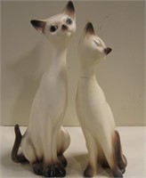 12" & 13" Siamese Cat Figures - 1 Repaired at Neck