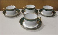 4 Fitz & Floyd Cups w/ Saucers Renaissance Pattern
