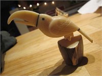 4" Carved Hawaiian Kukui Nut Toucan Bird