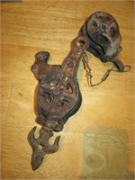 2PC Cast Iron Antique Pulley Marked "Patd. 189-70"