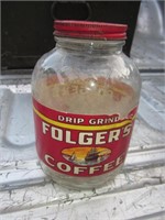 7" VTG Folger's Coffee Glass Jar