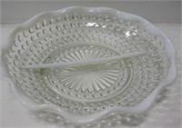 7.5" Hobnail Divided Candy Dish w/ White Rim