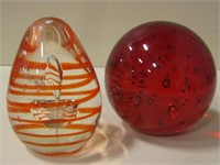 Set of 2 Glass Paper Weights Largest 3x3x3"