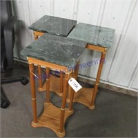 3 plant stands- green marble looking top