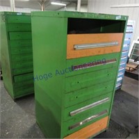 Green metal cabinet w/misc parts
