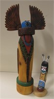 13" Tall Hand Made Crow Maiden & 6" Figure