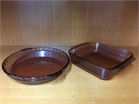 2 Purple Pyrex Baking Dishes