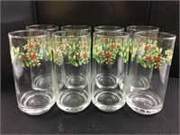LOT of 8 Holly Pattern Glasses