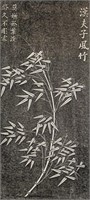 Chinese Print Bamboo on Paper Scroll