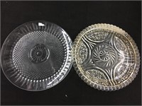 LOT of 2 Pressed Glass Serving Plates
