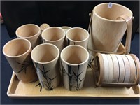Bamboo Cup Set with Tray