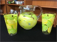 Plastic Lemon Pitcher and Cups