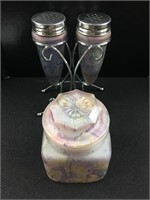 Hand Made Israel Salt Pepper Jar with Lid Purple