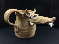 Unique Wolf Ceramic Pot