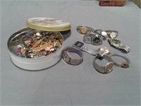 Assorted jewelry, watches