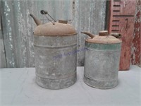 2 gas cans, 9" and 8" tall