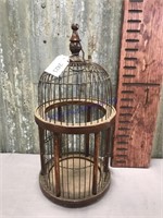 Wood and wire bird cage, 15" tall