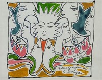 Attr. JEAN COCTEAU French 1889-1963 WC on Paper