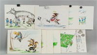 Lot of 10 Original Italian 1990 World Cup Drawings