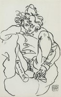 Attr. EGON SCHIELE Austrian 1890-1918 Charcoal