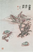 Chinese Watercolor on Paper Scroll Artist Signed