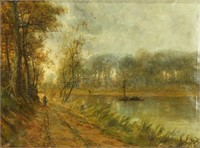 19th CENTURY FRENCH IMPRESSIONIST LANDSCAPE OIL