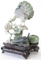 Oriental Carved Jade Peacock Figure