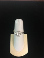 Ladies 14kw European cut diamond ring